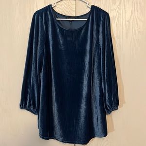 Adrianna Papell Blue Velvet 3/4 Sleeve Top